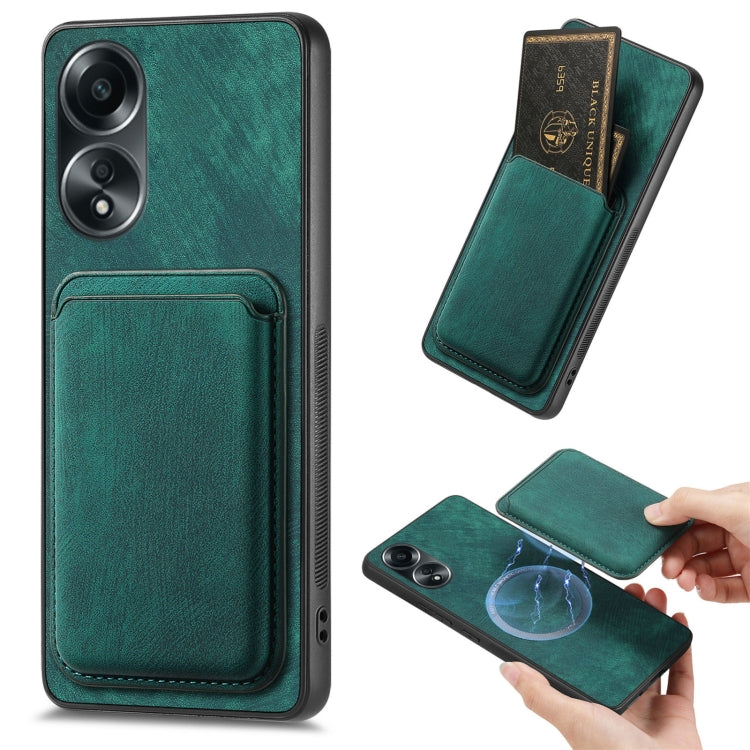 For OPPO A58 4G Retro Leather Card Bag Magnetic Phone Case(Green) - OPPO Cases by PMC Jewellery | Online Shopping South Africa | PMC Jewellery | Buy Now Pay Later Mobicred