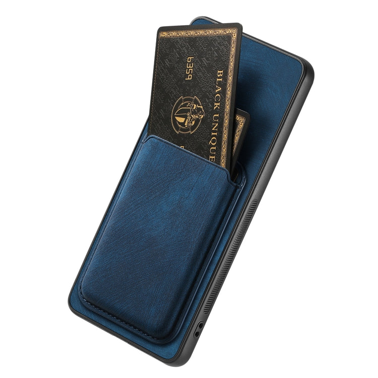For OPPO Reno10 Global Retro Leather Card Bag Magnetic Phone Case(Blue) - OPPO Cases by PMC Jewellery | Online Shopping South Africa | PMC Jewellery | Buy Now Pay Later Mobicred