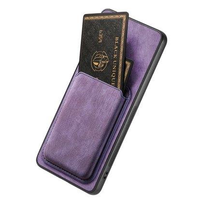 For OPPO Reno10 Pro Global Retro Leather Card Bag Magnetic Phone Case(Purple) - OPPO Cases by PMC Jewellery | Online Shopping South Africa | PMC Jewellery | Buy Now Pay Later Mobicred