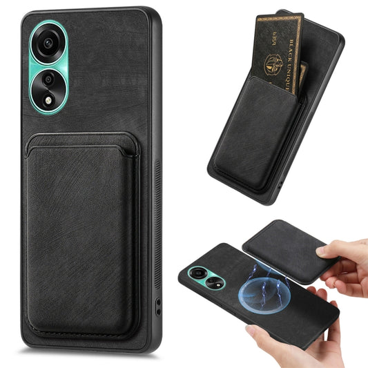 For OPPO A78 4G Retro Leather Card Bag Magnetic Phone Case(Black) - OPPO Cases by PMC Jewellery | Online Shopping South Africa | PMC Jewellery | Buy Now Pay Later Mobicred