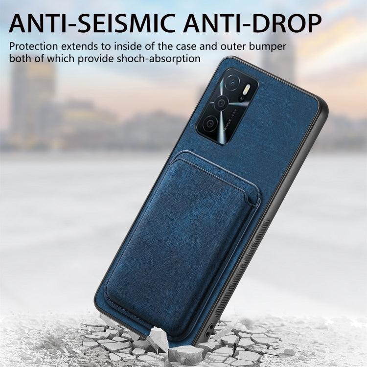For OPPO A17K Retro Leather Card Bag Magnetic Phone Case(Blue) - OPPO Cases by PMC TechLife | Online Shopping South Africa | PMC TechLife | Buy Now Pay Later Mobicred