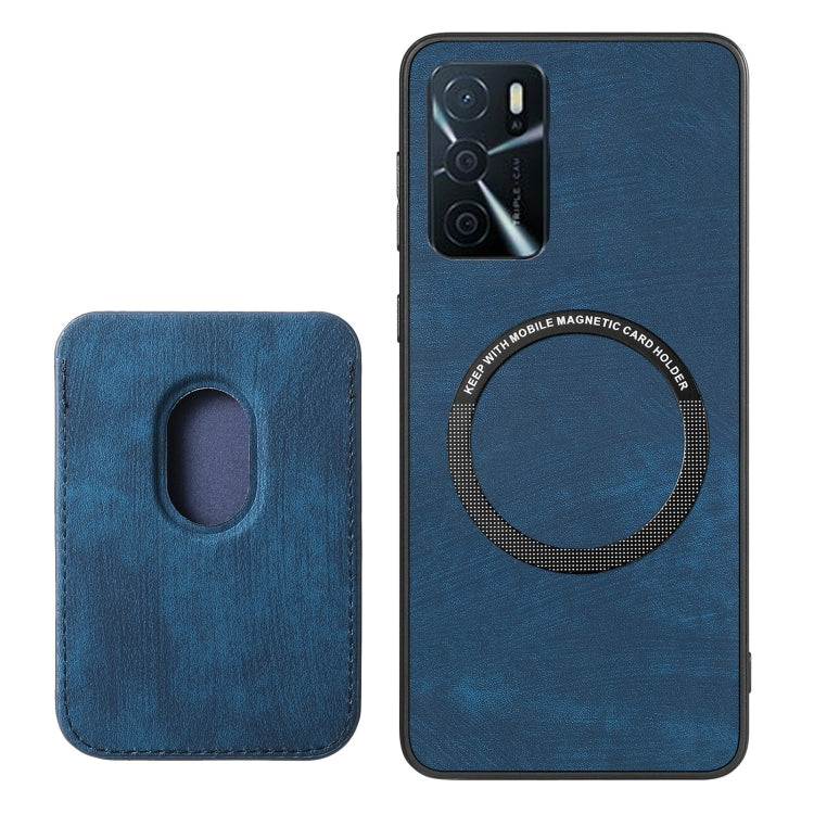 For OPPO A17 Retro Leather Card Bag Magnetic Phone Case(Blue) - OPPO Cases by PMC Jewellery | Online Shopping South Africa | PMC Jewellery | Buy Now Pay Later Mobicred