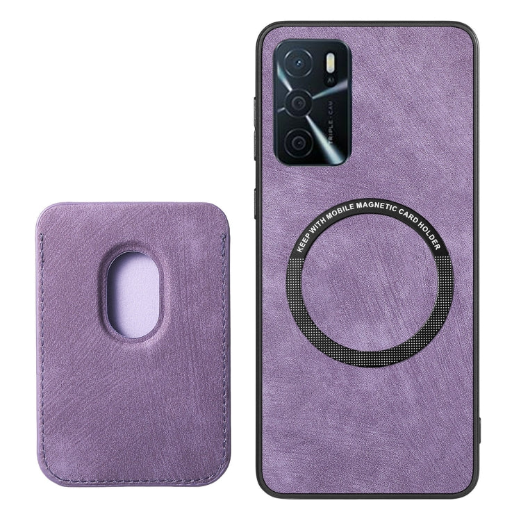 For OPPO A17 Retro Leather Card Bag Magnetic Phone Case(Purple) - OPPO Cases by PMC Jewellery | Online Shopping South Africa | PMC Jewellery | Buy Now Pay Later Mobicred