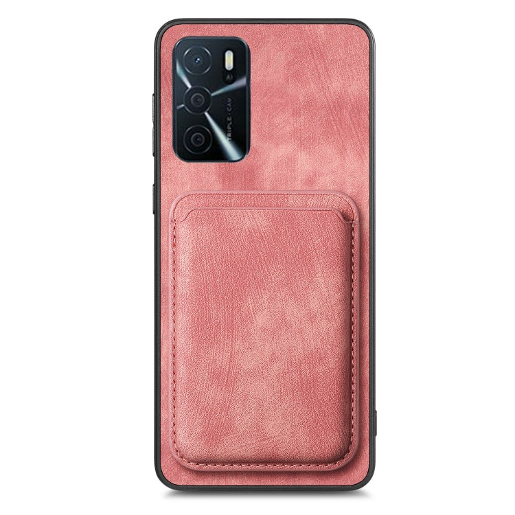 For OPPO Reno7 5G Retro Leather Card Bag Magnetic Phone Case(Pink) - OPPO Cases by PMC TechLife | Online Shopping South Africa | PMC TechLife | Buy Now Pay Later Mobicred