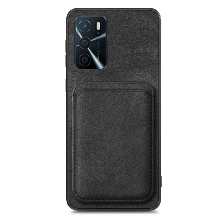 For OPPO Reno7 5G Retro Leather Card Bag Magnetic Phone Case(Black) - OPPO Cases by PMC TechLife | Online Shopping South Africa | PMC TechLife | Buy Now Pay Later Mobicred