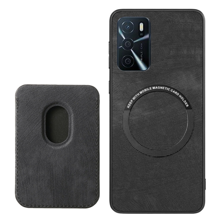 For OPPO Reno7 5G Retro Leather Card Bag Magnetic Phone Case(Black) - OPPO Cases by PMC TechLife | Online Shopping South Africa | PMC TechLife | Buy Now Pay Later Mobicred