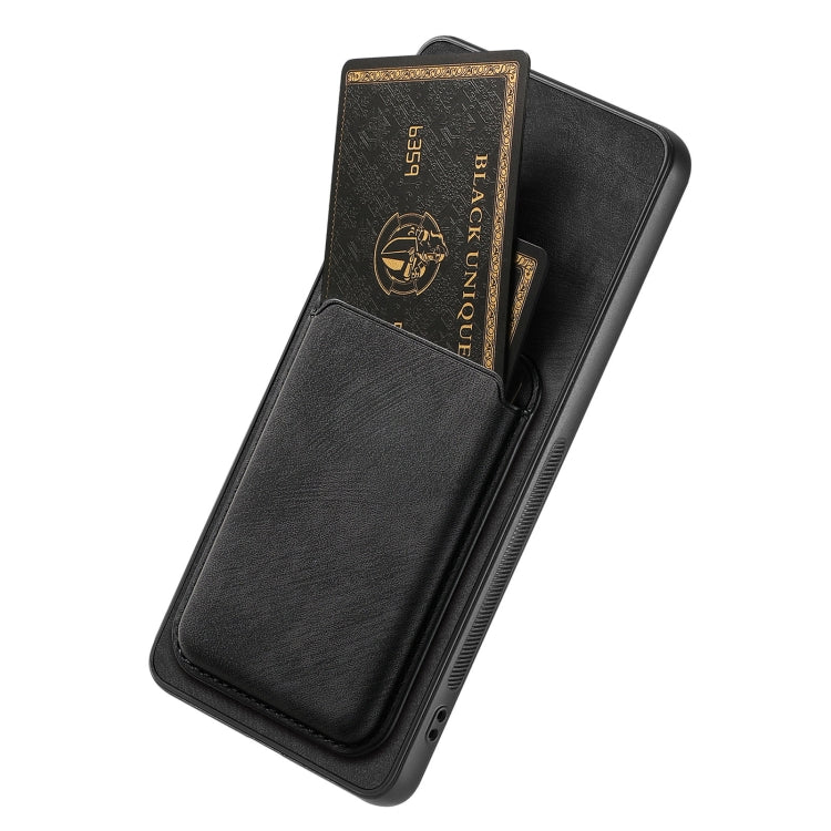 For OPPO Reno7 5G Retro Leather Card Bag Magnetic Phone Case(Black) - OPPO Cases by PMC TechLife | Online Shopping South Africa | PMC TechLife | Buy Now Pay Later Mobicred