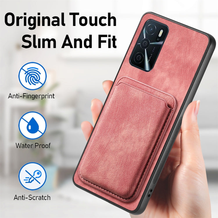 For OPPO A16K Retro Leather Card Bag Magnetic Phone Case(Pink) - OPPO Cases by PMC TechLife | Online Shopping South Africa | PMC TechLife | Buy Now Pay Later Mobicred