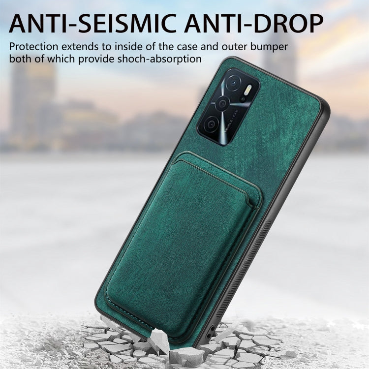 For OPPO A15 Retro Leather Card Bag Magnetic Phone Case(Green) - OPPO Cases by PMC TechLife | Online Shopping South Africa | PMC TechLife | Buy Now Pay Later Mobicred