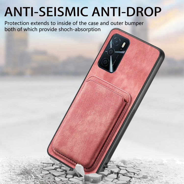 For OPPO A7/A12 Retro Leather Card Bag Magnetic Phone Case(Pink) - OPPO Cases by PMC TechLife | Online Shopping South Africa | PMC TechLife | Buy Now Pay Later Mobicred