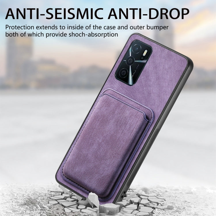 For OPPO A7/A12 Retro Leather Card Bag Magnetic Phone Case(Purple) - OPPO Cases by PMC Jewellery | Online Shopping South Africa | PMC Jewellery | Buy Now Pay Later Mobicred