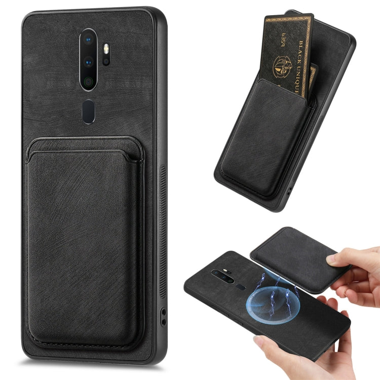 For OPPO A9 2020 / A5 2020 Retro Leather Card Bag Magnetic Phone Case(Black) - OPPO Cases by PMC Jewellery | Online Shopping South Africa | PMC Jewellery | Buy Now Pay Later Mobicred
