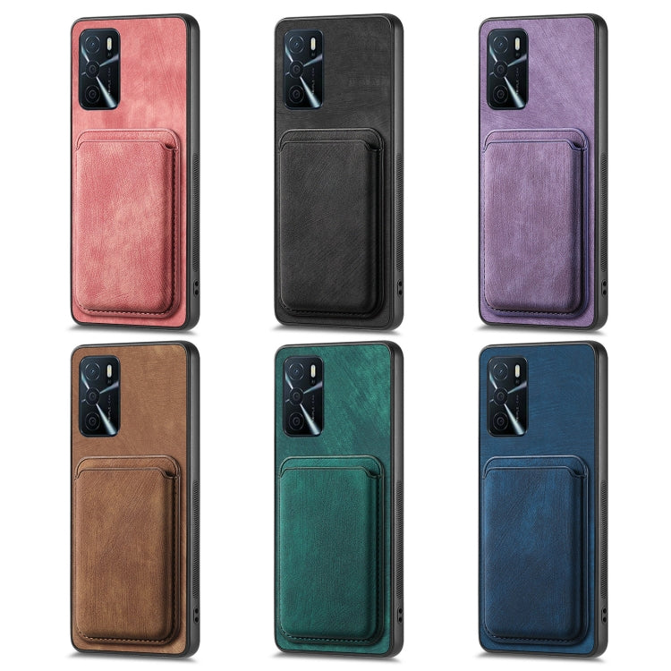 For OPPO A17K Retro Leather Card Bag Magnetic Phone Case(Purple) - OPPO Cases by PMC Jewellery | Online Shopping South Africa | PMC Jewellery | Buy Now Pay Later Mobicred