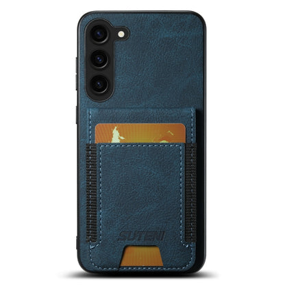 For Samsuny Galaxy S24+ 5G Suteni H03 Litchi Leather Card Bag Stand Back Phone Case(Blue) - Galaxy S24+ 5G Cases by Suteni | Online Shopping South Africa | PMC Jewellery | Buy Now Pay Later Mobicred