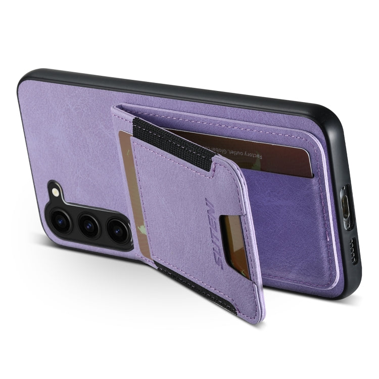 For Samsuny Galaxy S24+ 5G Suteni H03 Litchi Leather Card Bag Stand Back Phone Case(Purple) - Galaxy S24+ 5G Cases by Suteni | Online Shopping South Africa | PMC Jewellery | Buy Now Pay Later Mobicred