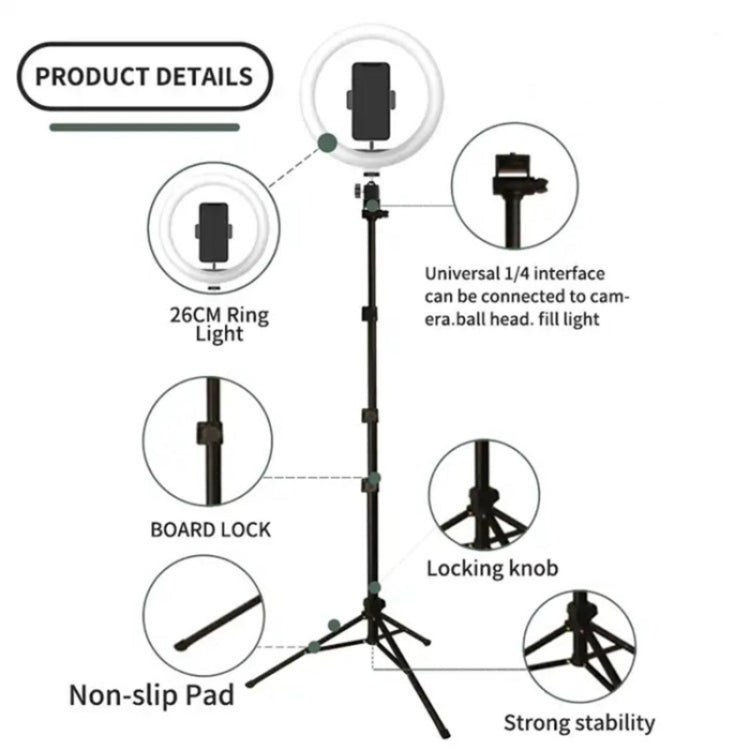 JMARY FM-536A 10 inch Ring Live Fill Light Streaming Stand Beauty Light Set - free shipping - PMC TechLife - Order now!