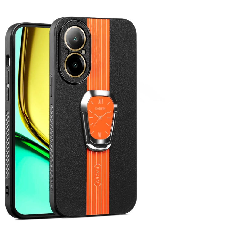 For Realme C67 4G Magnetic Litchi Leather Back Phone Case with Holder(Orange) - Realme Cases by PMC TechLife | Online Shopping South Africa | PMC TechLife | Buy Now Pay Later Mobicred