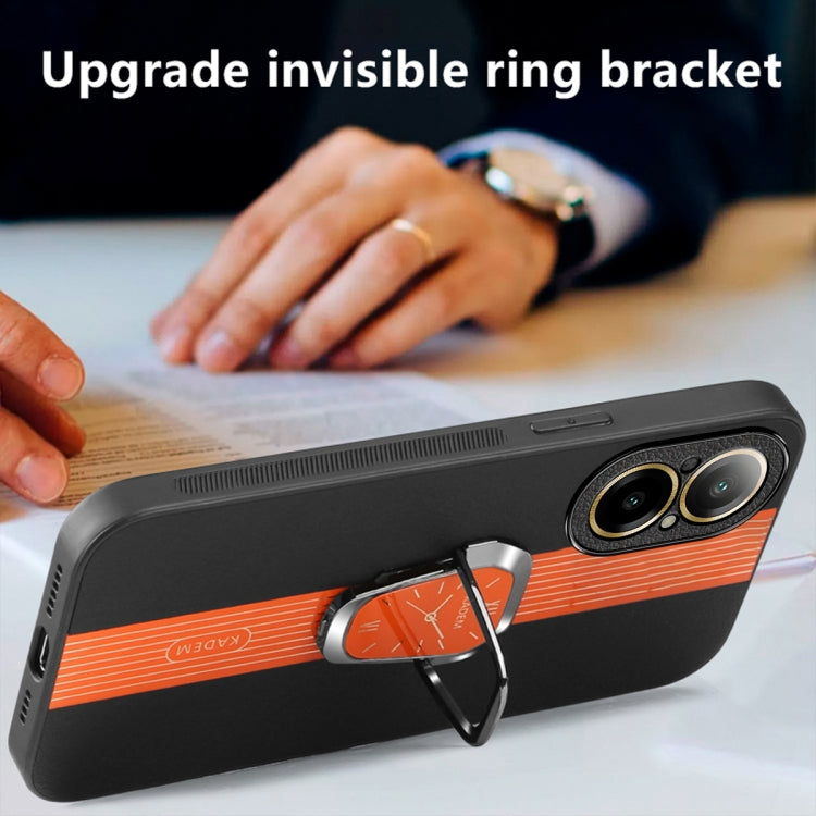 For Realme C67 4G Magnetic Litchi Leather Back Phone Case with Holder(Orange) - C67 Cases by PMC Jewellery | Online Shopping South Africa | PMC Jewellery | Buy Now Pay Later Mobicred