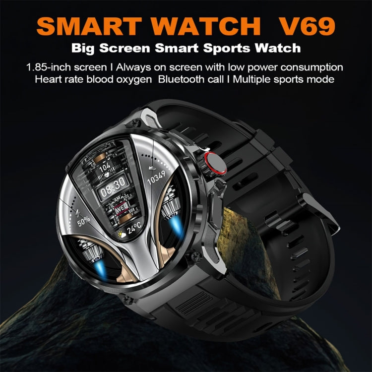 V69 1.85 inch Color Screen Smart Watch, Support Bluetooth Call / Heart Rate / Blood Pressure / Blood Oxygen Monitoring(Black) - Smart Watches by PMC TechLife | Online Shopping South Africa | PMC TechLife | Buy Now Pay Later Mobicred