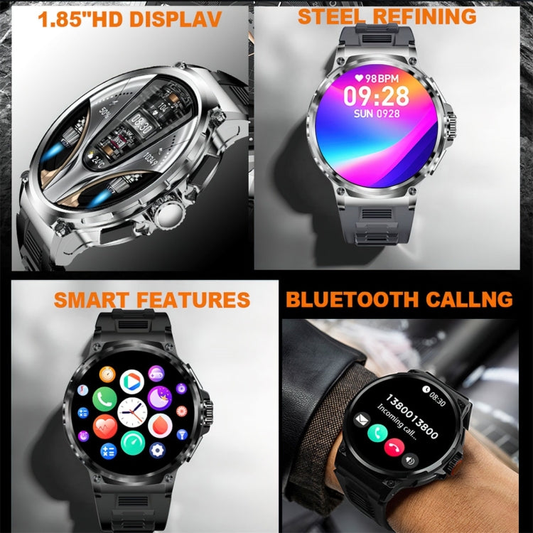 V69 1.85 inch Color Screen Smart Watch, Support Bluetooth Call / Heart Rate / Blood Pressure / Blood Oxygen Monitoring(Silver) - Smart Watches by PMC TechLife | Online Shopping South Africa | PMC TechLife