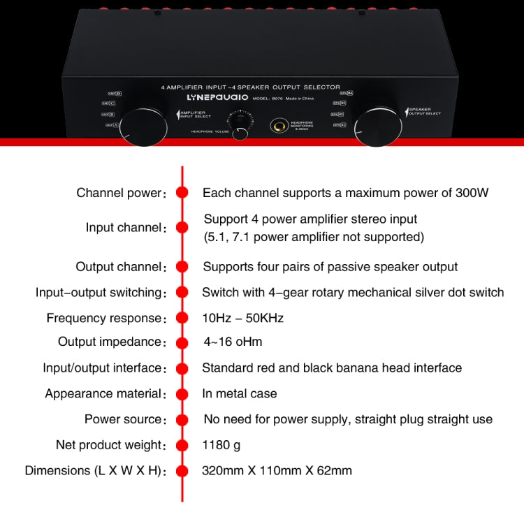 B070 4 Input 4 Ooutput Power Amplifier Speaker Selector Switcher Speaker Comparator -  by PMC Jewellery | Online Shopping South Africa | PMC Jewellery | Buy Now Pay Later Mobicred