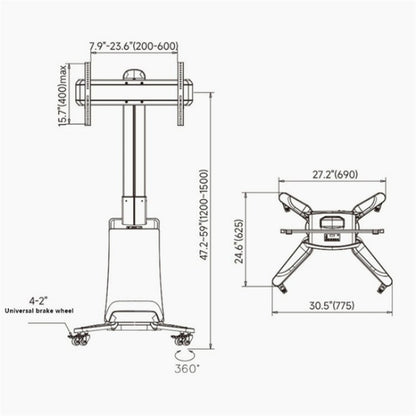 NB G85 55-85 inch TV Electric Remote Control Mobile Cart TV Floor Stand For Samsung / Hisense(EU Plug) - TV Brackets & Mounts by PMC Jewellery | Online Shopping South Africa | PMC Jewellery | Buy Now Pay Later Mobicred