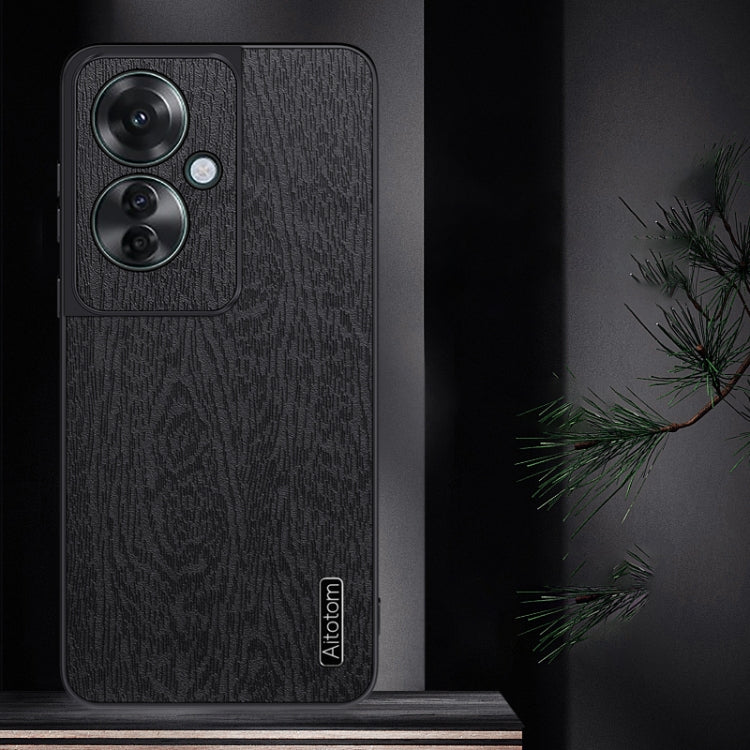 For OPPO Reno11 F Tree Bark Leather Shockproof Phone Case(Black) - Reno11 F Cases by PMC TechLife | Online Shopping South Africa | PMC TechLife | Buy Now Pay Later Mobicred
