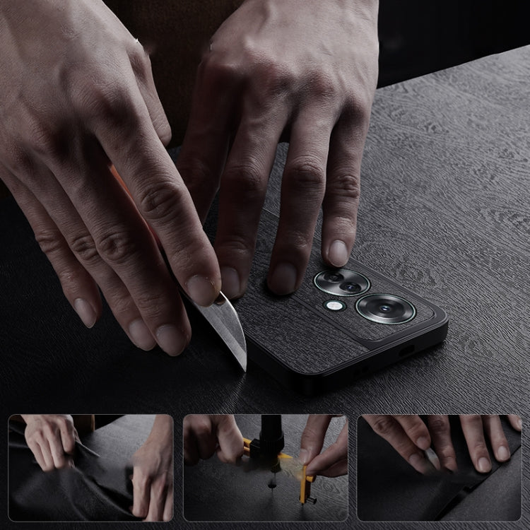 For OPPO Reno11 F Tree Bark Leather Shockproof Phone Case(Black) - Reno11 F Cases by PMC TechLife | Online Shopping South Africa | PMC TechLife | Buy Now Pay Later Mobicred