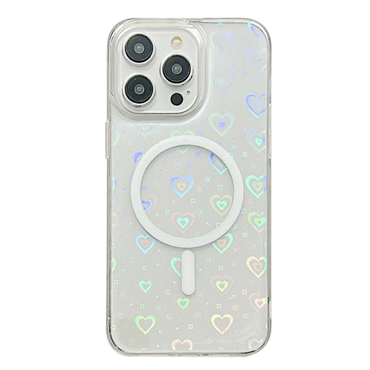 For iPhone 14 Pro Max Laser Love MagSafe TPU Phone Case(Transparent) - iPhone 14 Pro Max Cases by PMC Jewellery | Online Shopping South Africa | PMC Jewellery