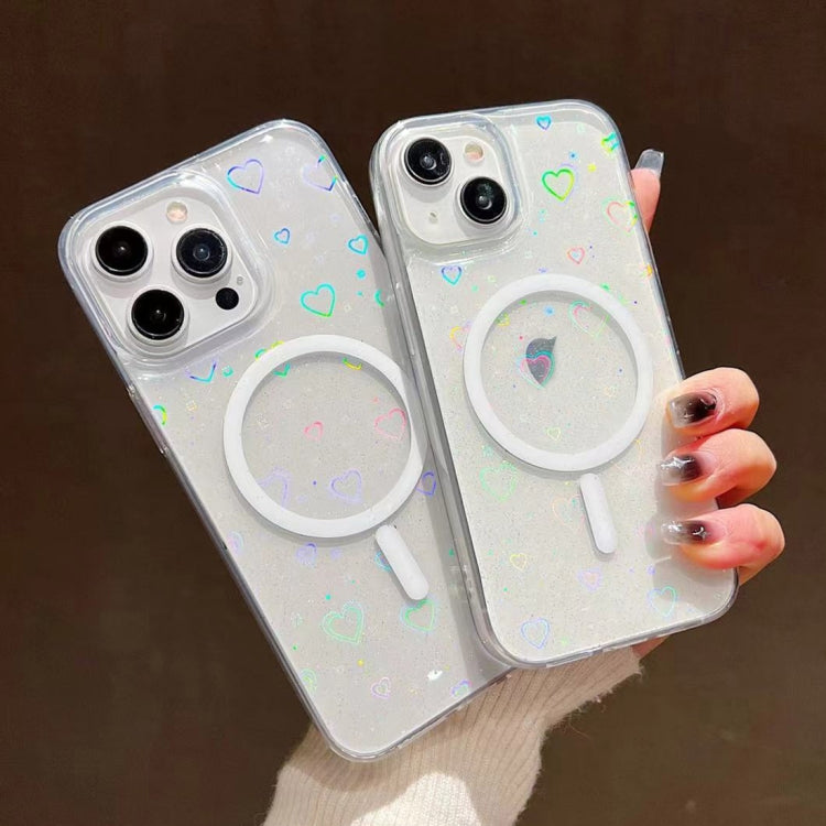 For iPhone 15 Pro Laser Love MagSafe TPU Phone Case(Transparent) - iPhone 15 Pro Cases by PMC TechLife | Online Shopping South Africa | PMC TechLife