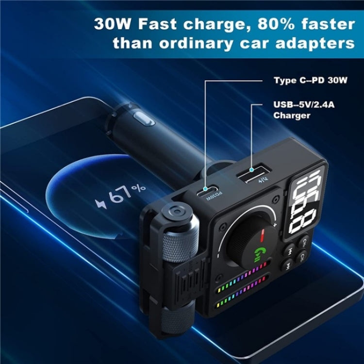MT01 Car FM Transmitter MP3 Music Player Bluetooth Adapter Type-C + USB Car Charger - Bluetooth Car Kits by PMC TechLife | Online Shopping South Africa | PMC TechLife | Buy Now Pay Later Mobicred