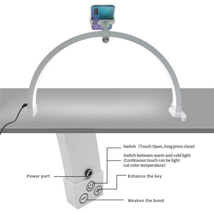 M12X Foldable LED Half Moon Lamp Touch Control Nail Art Lamp, Length: 56cm(UK Plug) - Selfie Light by PMC Jewellery | Online Shopping South Africa | PMC Jewellery | Buy Now Pay Later Mobicred