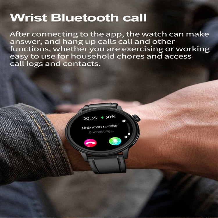 ET470 1.39 inch Color Screen Smart Watch Leather Strap, Support Bluetooth Call / ECG(Brown) - Smart Watches by PMC TechLife | Online Shopping South Africa | PMC TechLife