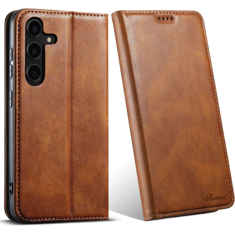 For Samsung Galaxy S24+ 5G Suteni J02 Oil Wax Wallet Leather Phone Case(Brown) - Galaxy S24+ 5G Cases by Suteni | Online Shopping South Africa | PMC Jewellery | Buy Now Pay Later Mobicred