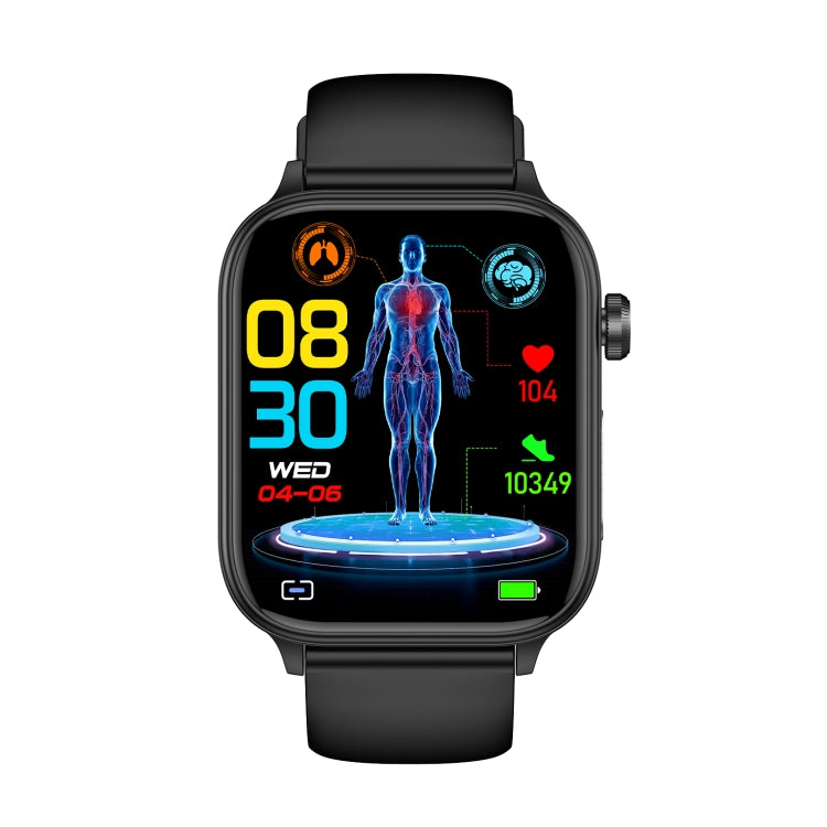 ET570 1.96 inch Color Screen Smart Watch Silicone Strap, Support Bluetooth Call / ECG(Black) - Smart Watches by PMC TechLife | Online Shopping South Africa | PMC TechLife