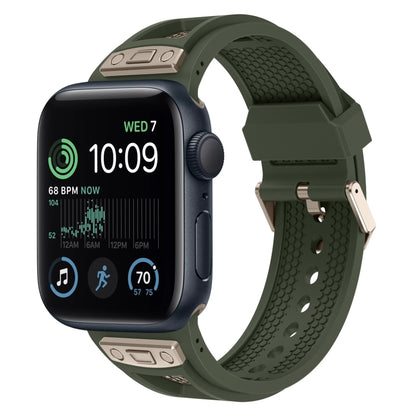 For Apple Watch SE 2022 44mm Breathable Stainless Steel Mesh TPU Watch Band(Green Titanium) - Watch Bands by PMC Jewellery | Online Shopping South Africa | PMC Jewellery