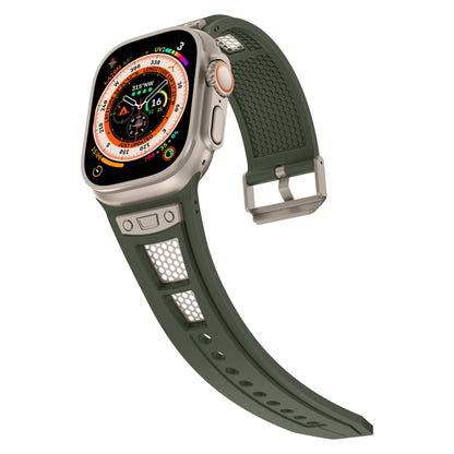 For Apple Watch Series 7 45mm Breathable Stainless Steel Mesh TPU Watch Band(Green Titanium) - Watch Bands by PMC Jewellery | Online Shopping South Africa | PMC Jewellery