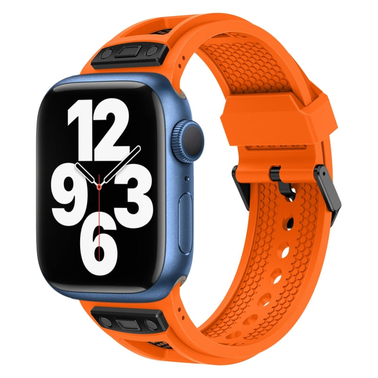 For Apple Watch Series 7 45mm Breathable Stainless Steel Mesh TPU Watch Band(Orange Black) - Watch Bands by PMC Jewellery | Online Shopping South Africa | PMC Jewellery