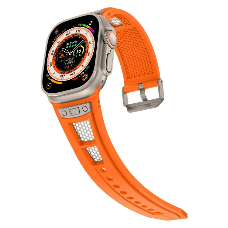 For  Apple Watch Series 4 44mm Breathable Stainless Steel Mesh TPU Watch Band(Orange Titanium) - Watch Bands by PMC Jewellery | Online Shopping South Africa | PMC Jewellery