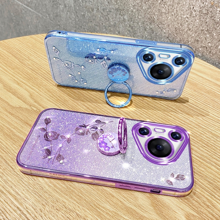 For Huawei Pura 70 Gradient Glitter Immortal Flower Ring All-inclusive Phone Case(Purple) - Huawei Cases by PMC Jewellery | Online Shopping South Africa | PMC Jewellery | Buy Now Pay Later Mobicred