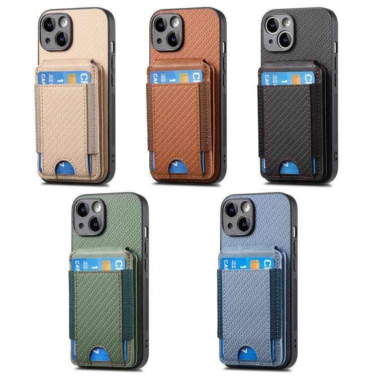 For iPhone 16 Plus Carbon Fiber Vertical Flip Wallet Stand Phone Case(Brown) - free shipping - PMC Jewellery - Order now!