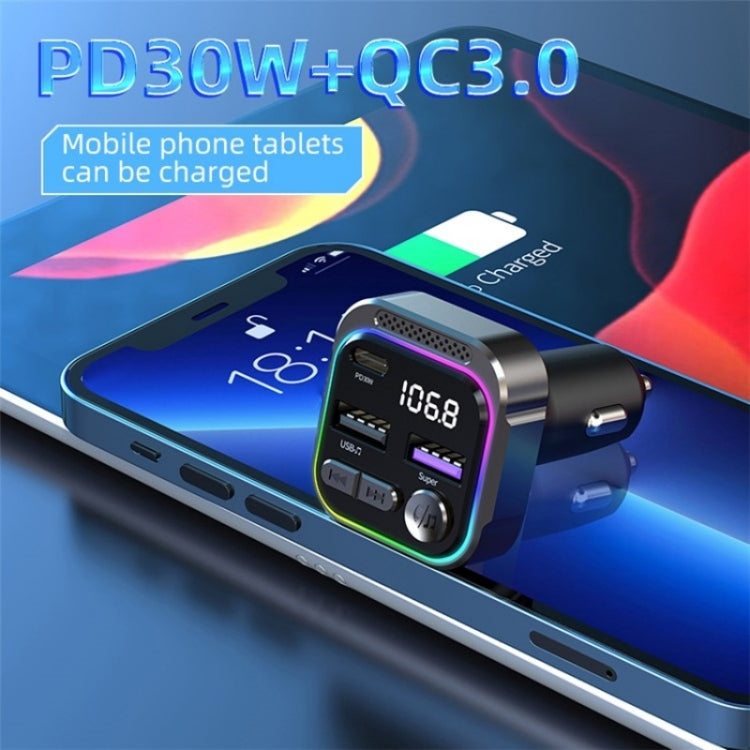 C54 PD 30W Dual USB Car Charger Alloy Car Bluetooth Adapter FM Transmitter MP3 Player - Car Charger by PMC Jewellery | Online Shopping South Africa | PMC Jewellery | Buy Now Pay Later Mobicred