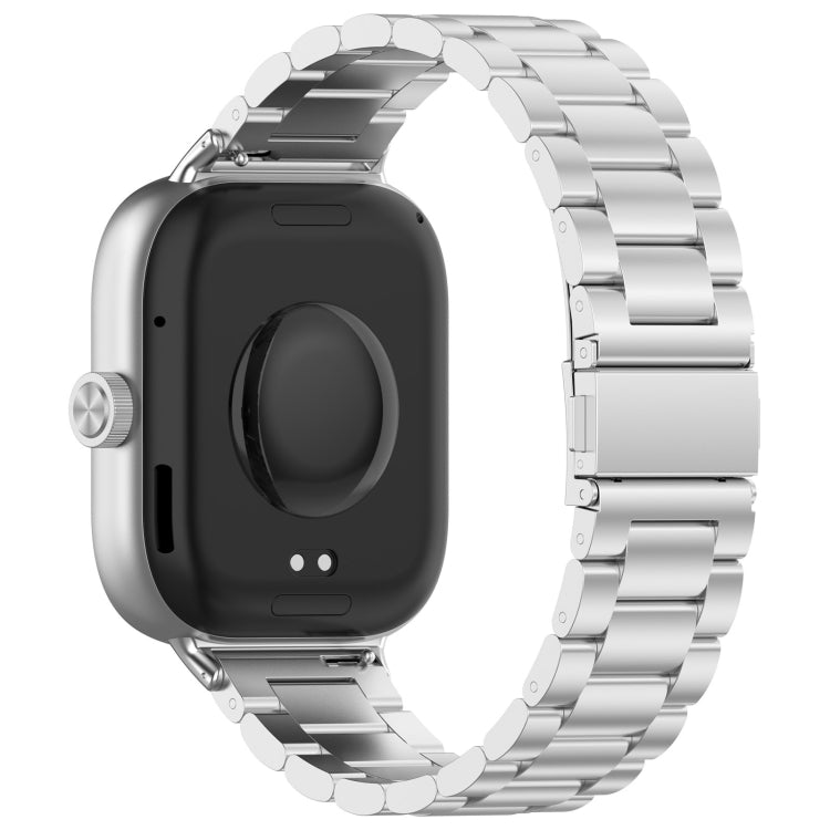 For Redmi Watch 4 / Watch 5 Three Bead Stainless Steel Metal Watch Band(Silver) - Watch Bands by PMC TechLife | Online Shopping South Africa | PMC TechLife | Buy Now Pay Later Mobicred