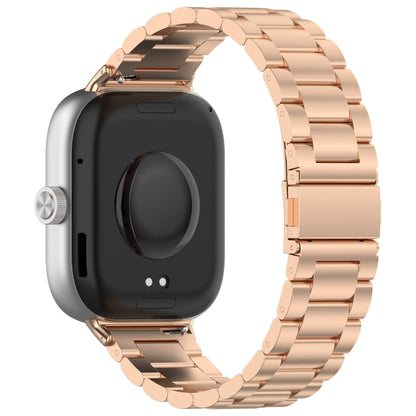 For Xiaomi Mi Band 8 Pro Three Bead Stainless Steel Metal Watch Band(Rose Gold) - Watch Bands by PMC Jewellery | Online Shopping South Africa | PMC Jewellery