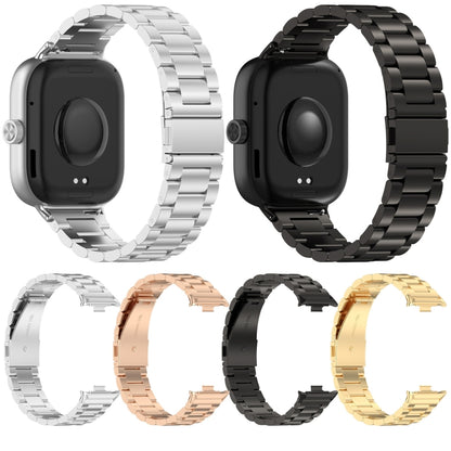 For Xiaomi Mi Band 8 Pro Three Bead Stainless Steel Metal Watch Band(Black) - Watch Bands by PMC Jewellery | Online Shopping South Africa | PMC Jewellery