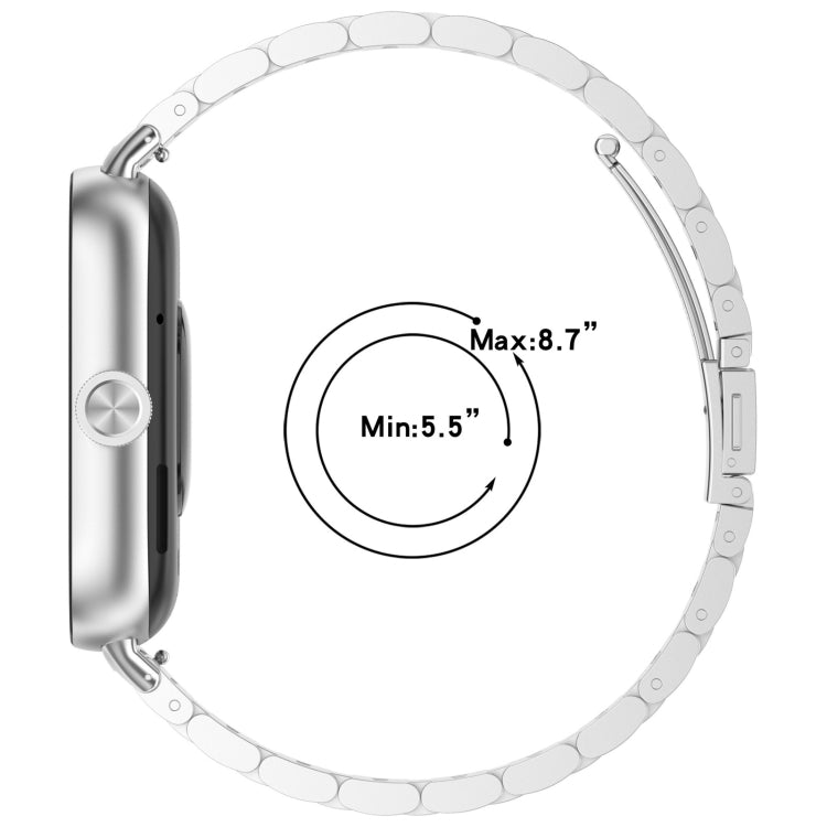 For Redmi Watch 4 Three Bead Stainless Steel Metal Watch Band(Silver) - Watch Bands by PMC Jewellery | Online Shopping South Africa | PMC Jewellery