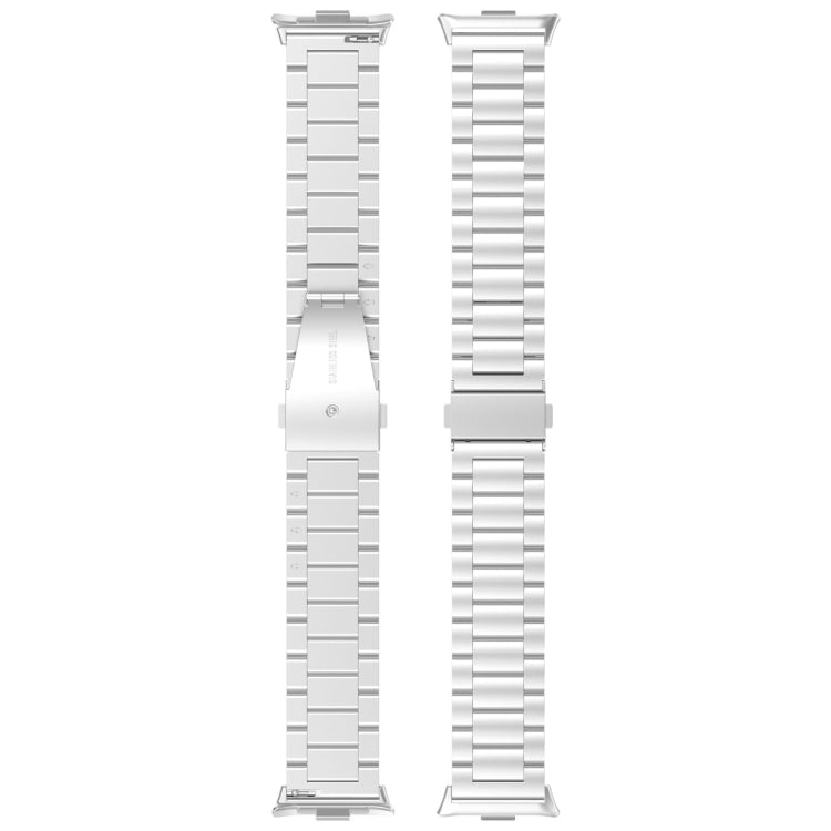 For Redmi Watch 4 Three Bead Stainless Steel Metal Watch Band(Silver) - Watch Bands by PMC Jewellery | Online Shopping South Africa | PMC Jewellery