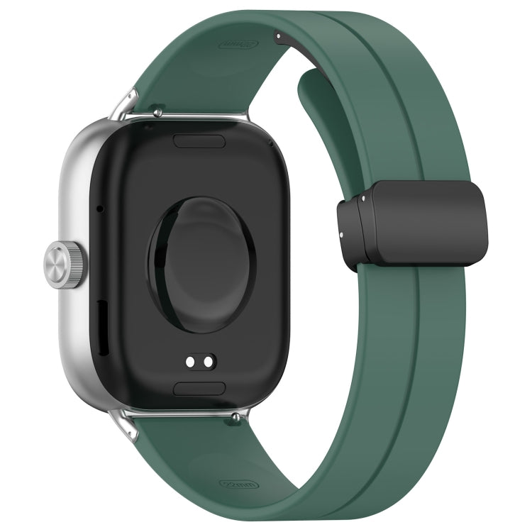 For Redmi Watch 4 Groove Folding Magnetic Buckle Silicone Watch Band(Dark Green) - Watch Bands by PMC Jewellery | Online Shopping South Africa | PMC Jewellery