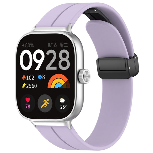 For Redmi Watch 4 Groove Folding Magnetic Buckle Silicone Watch Band(Purple) - Watch Bands by PMC Jewellery | Online Shopping South Africa | PMC Jewellery