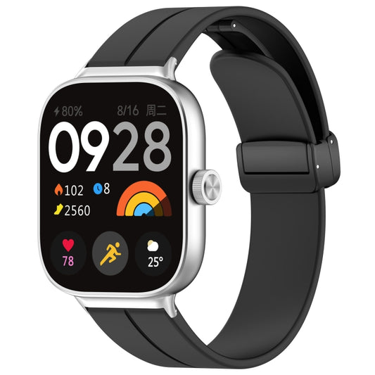 For Xiaomi  Mi Band 8 Pro Groove Folding Magnetic Buckle Silicone Watch Band(Black) - Watch Bands by PMC Jewellery | Online Shopping South Africa | PMC Jewellery